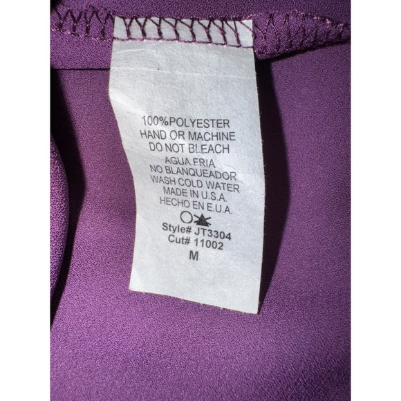 J&M Clothing Flowy Long Sleeve Sheer Top Purple Gold Chiffon‎ Size Medium NEW - Picture 4 of 6
